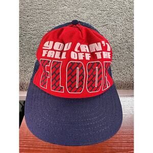 VTG Trucker Hat Mens OS Red Blue You Cant Fall Off The Floor Mesh Snapback USA